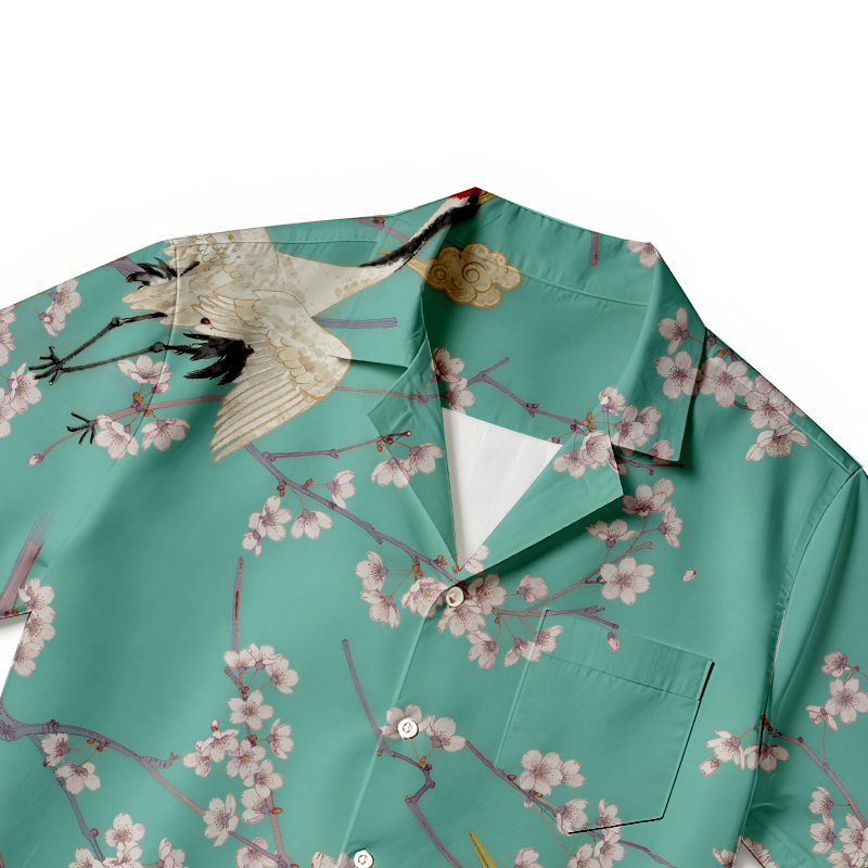 Tokyocanvas Cranes And Sakura Hawaiian Shirt