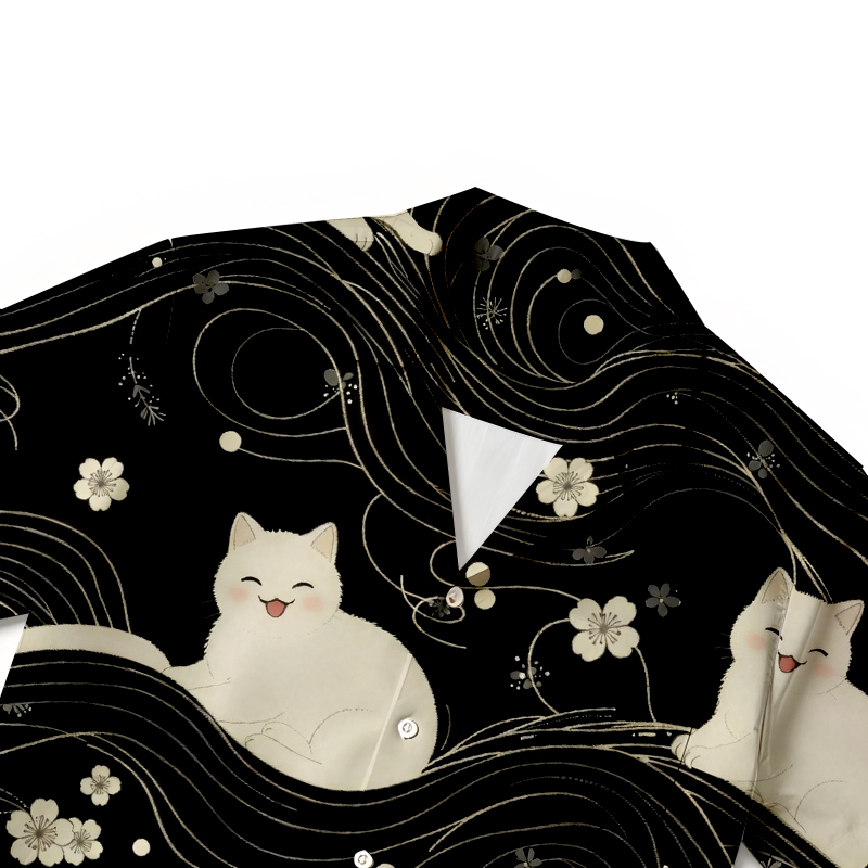 Tokyocanvas Mysterious Cat Hawaiian Shirt