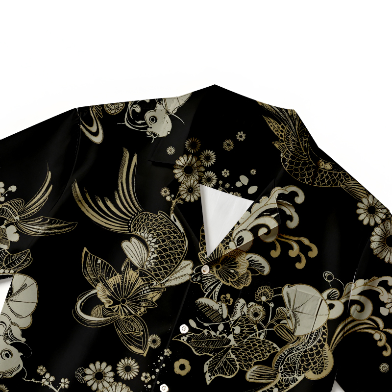 Tokyocanvas Elegant Koi Floral Hawaiian Shirt