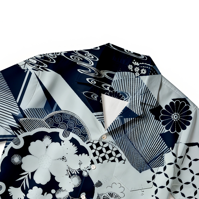 Tokyocanvas Elegant Floral Waves Hawaiian Shirt