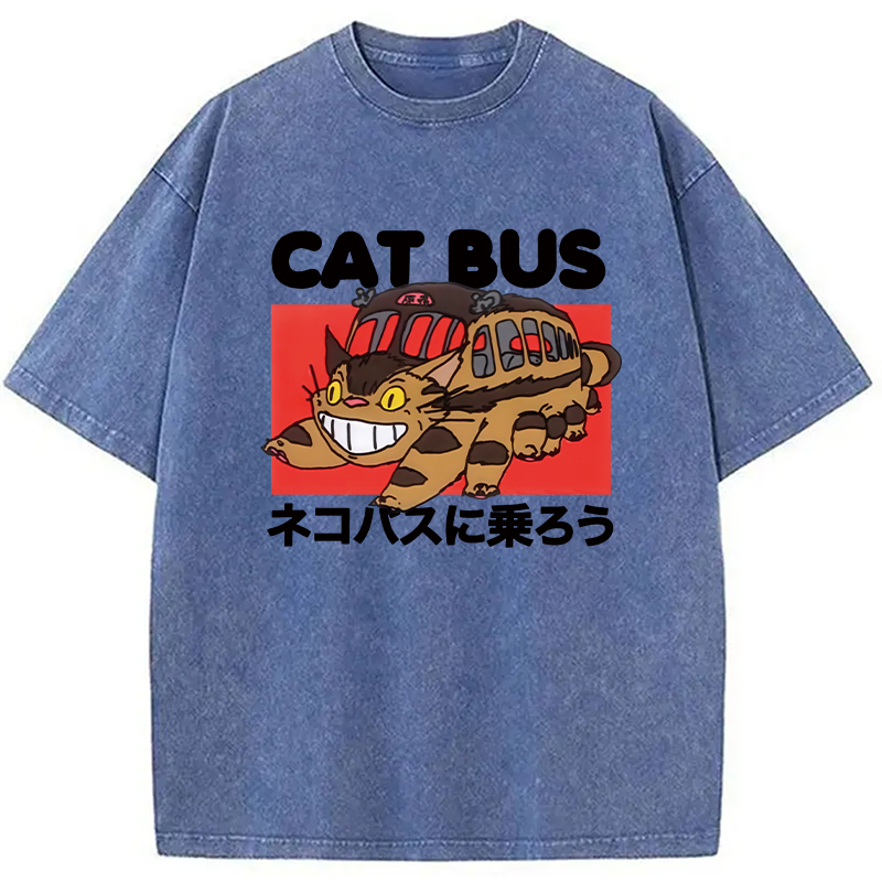 Tokyocanvas Cat Bus Washed T-Shirt