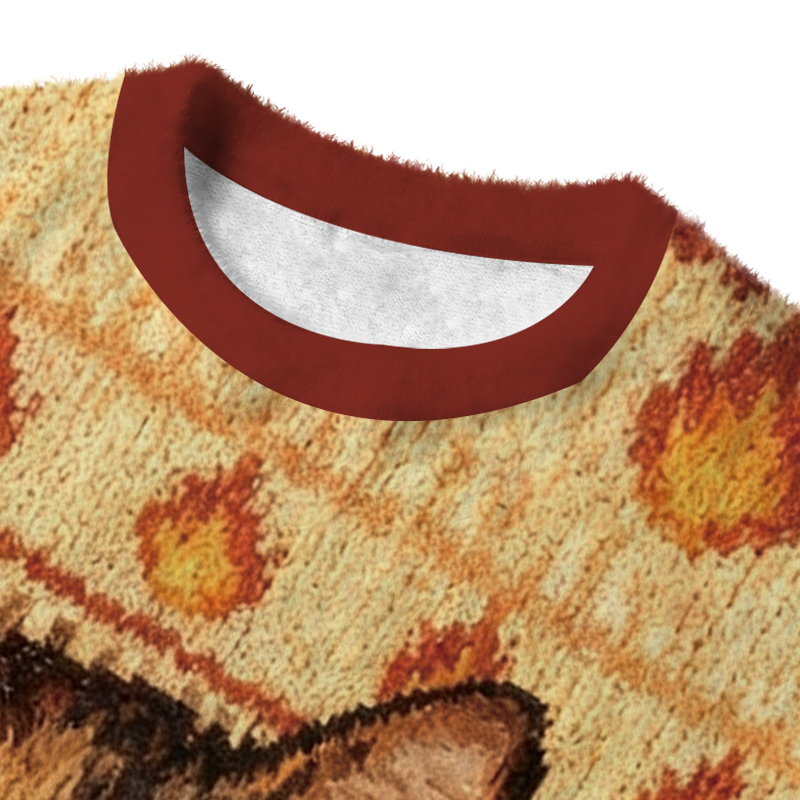Tokyocanvas Funny Smoking Cat Meme Fuzzy Christmas Ugly Sweatshirt
