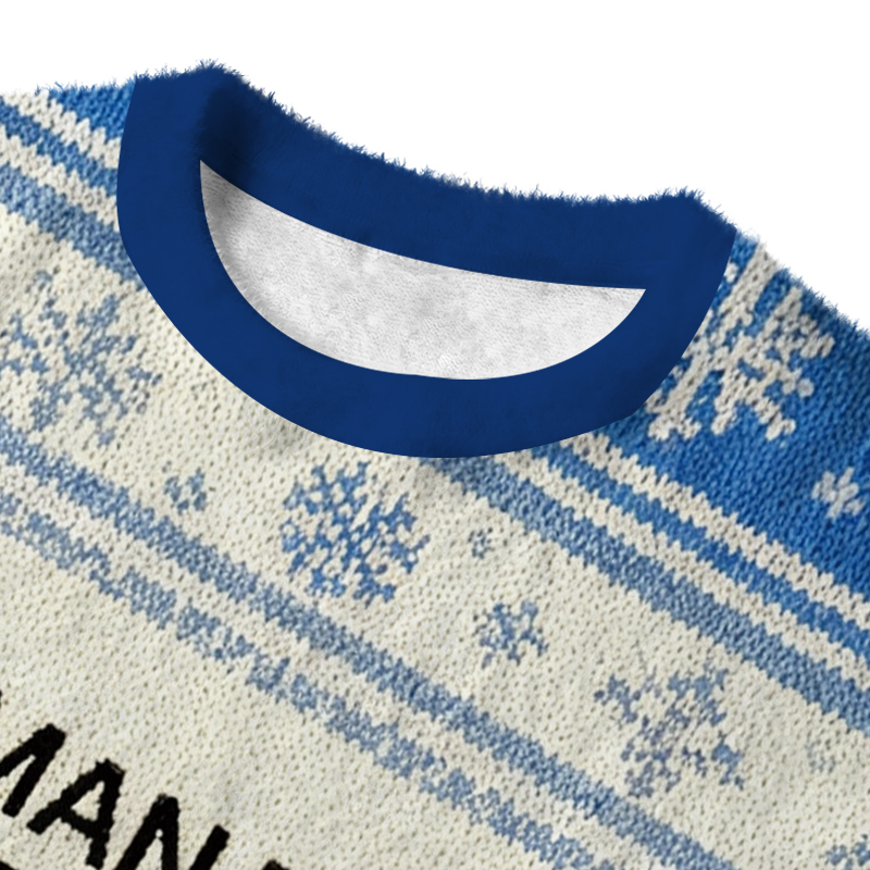 Tokyocanvas Buy a Man Eat Fish Fuzzy Christmas Ugly Sweatshirt