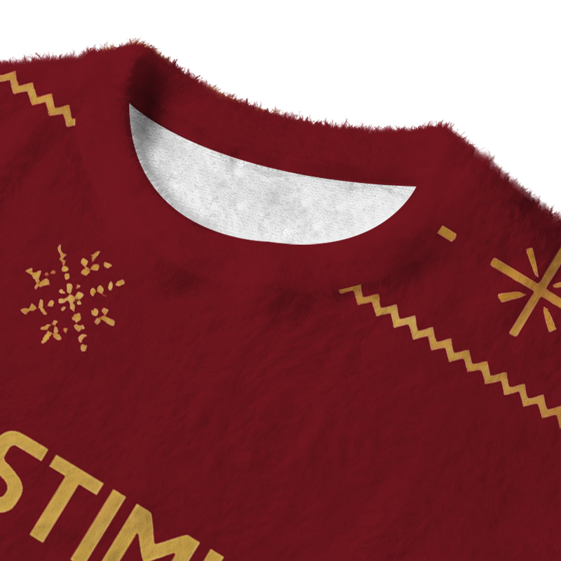 Tokyocanvas Penguin Overstimulated but Festive Fuzzy Christmas Ugly Sweatshirt