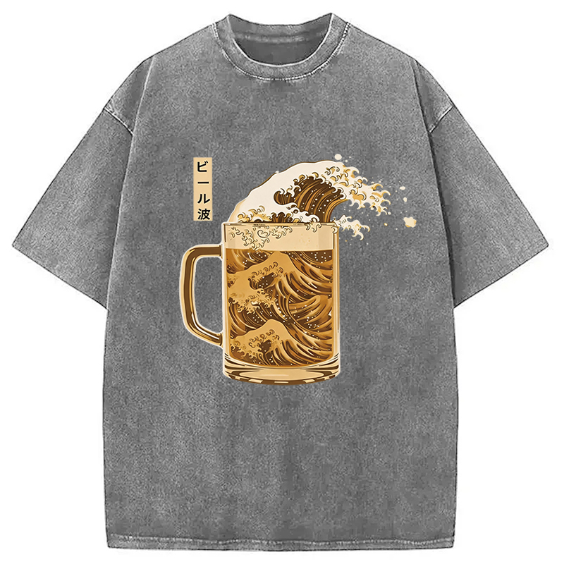 Tokyocanvas Japanese Wave Beer Washed T-Shirt