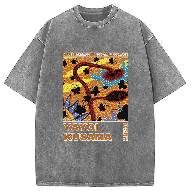 Tokyocanvas Dotted Art Flower Washed T-Shirt