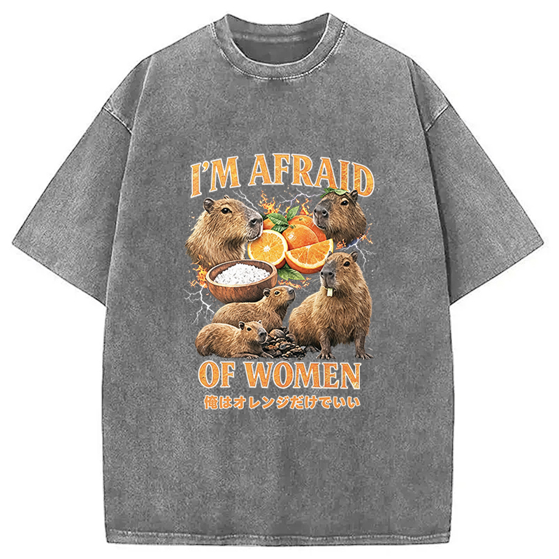 Tokyocanvas Capybara Oranges Graphic Washed T-Shirt