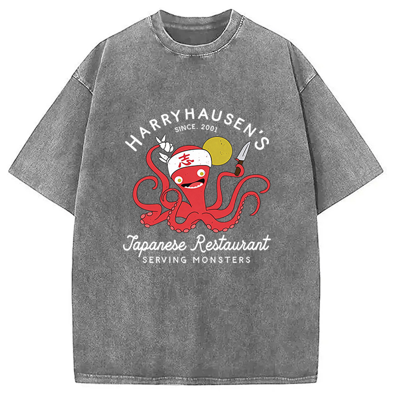 Tokyocanvas Harryhausen's Japanese Restaurant  Washed T-Shirt