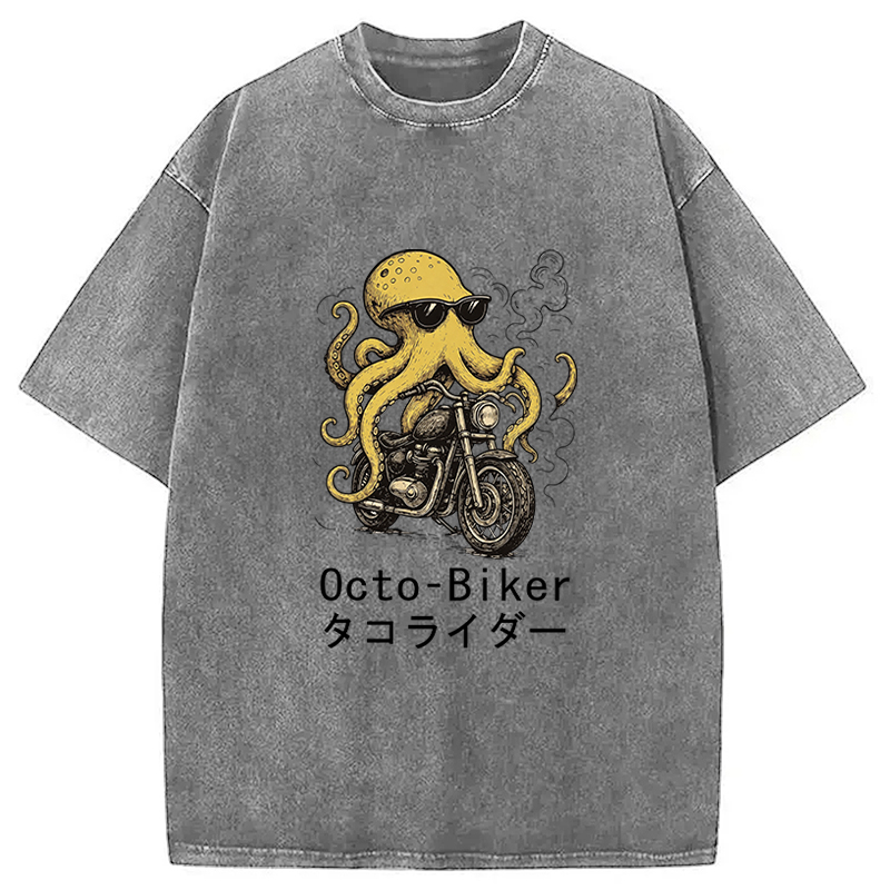 Tokyocanvas Octopus Motorcycle Washed T-Shirt