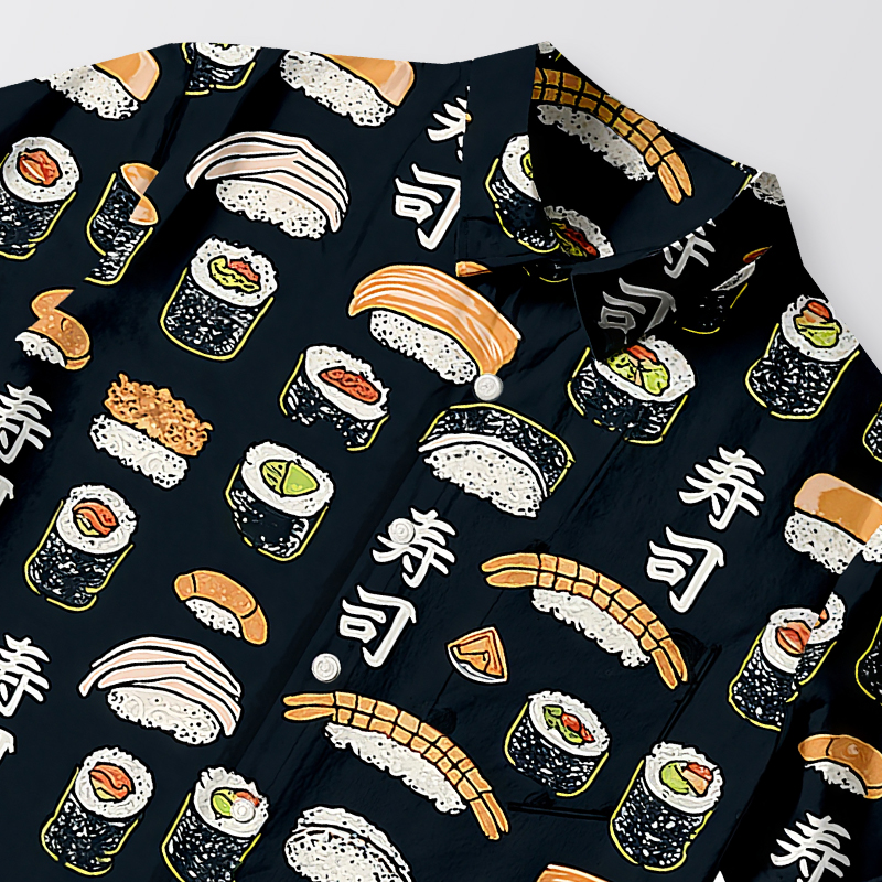 Tokyocanvas Japanese Sushi Aloha Button-up Shirt