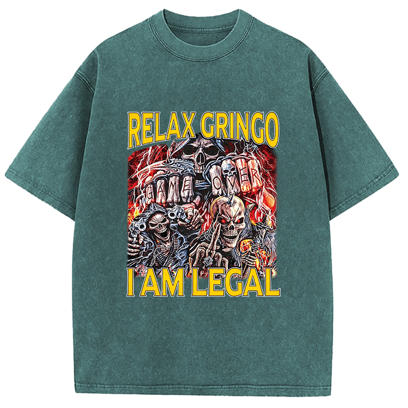 Tokyocanvas Relax Gringo Skeleton Meme Washed T-Shirt