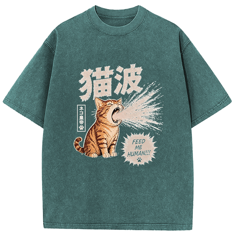 Tokyocanvas Anime Cat Washed T-Shirt