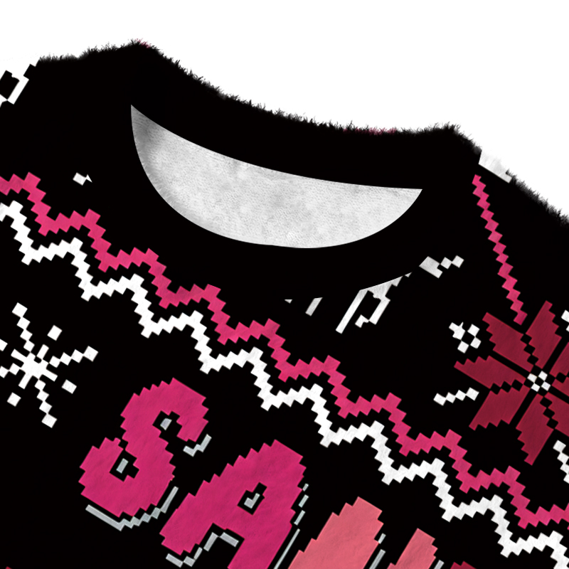 Tokyocanvas Naughty Santa Fuzzy Christmas Ugly Sweatshirt