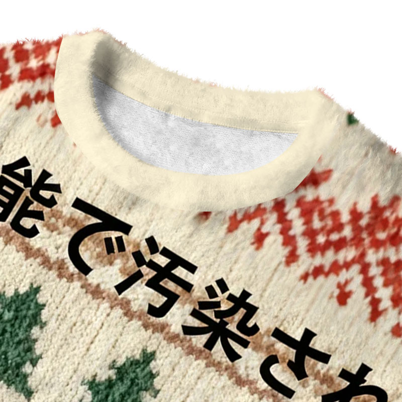 Tokyocanvas Cat Contaminated By Radiation Fuzzy Christmas Ugly Sweatshirt