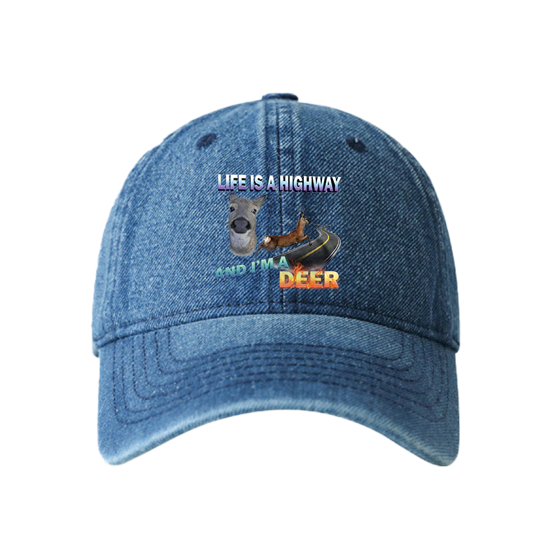 Tokyocanvas Life Is A Highway I Am A Deer Meme Denim Cap