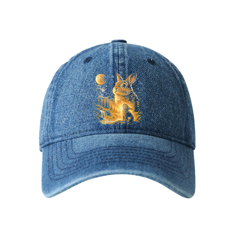 Tokyocanvas Bunny Howling to the Moon Denim Cap