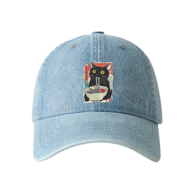 Tokyocanvas Cute Cat Eating Ramen Denim Cap