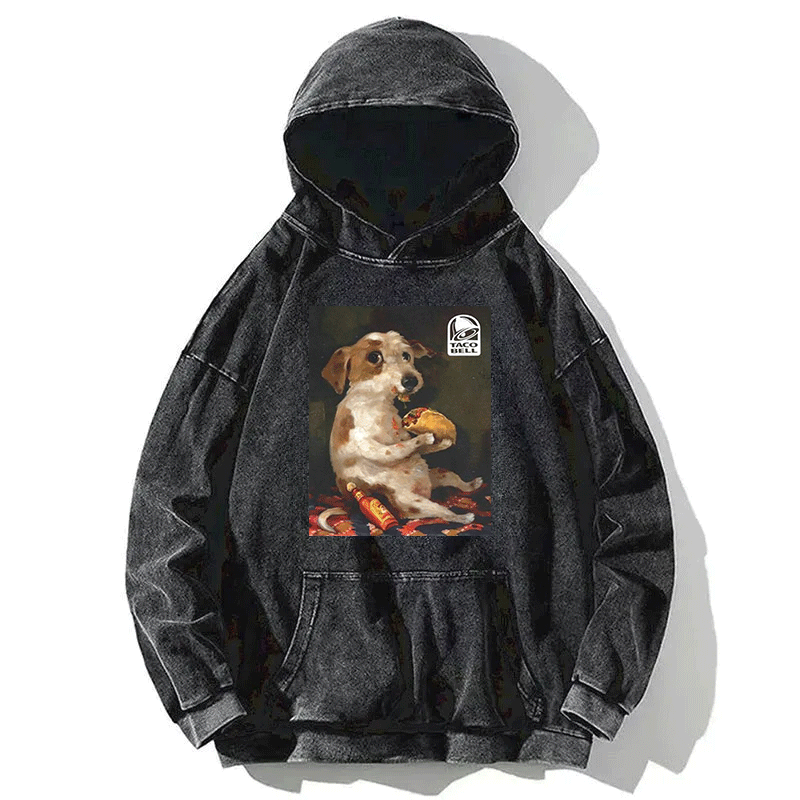 Tokyocanvas Dog Chill With Taco Bell Vintage Washed Hoodie
