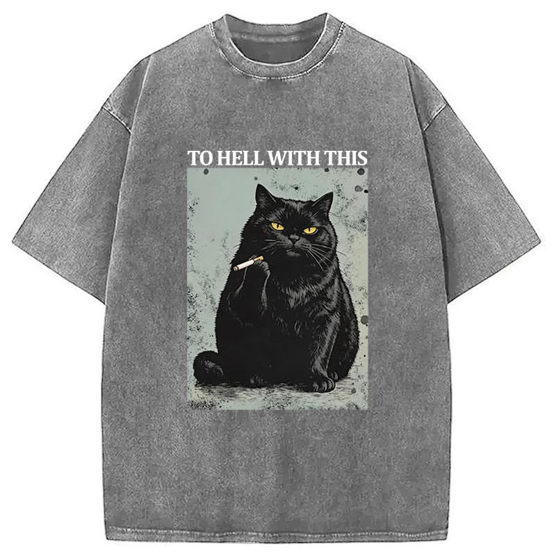 Tokyocanvas Fuck This Shit Black Cat Washed T-Shirt