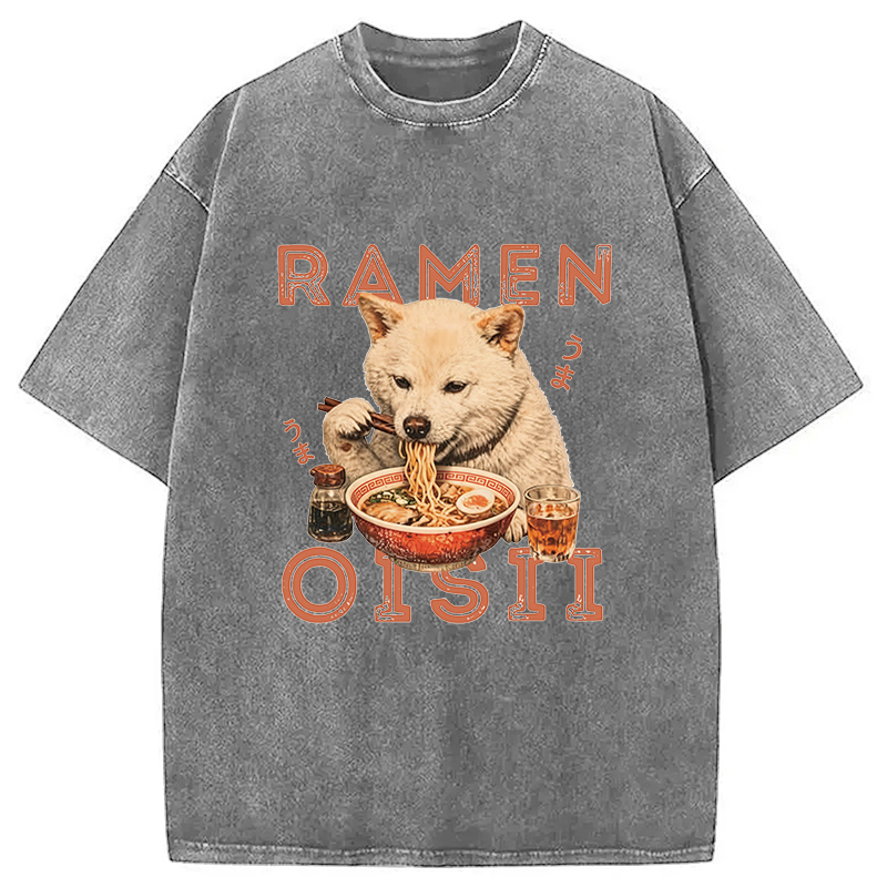 Tokyocanvas Shiba Inu Ramen Washed T-Shirt
