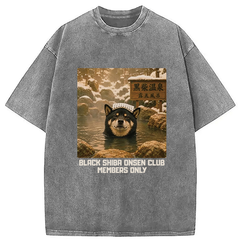 Tokyocanvas Black Shiba Inu Onsen Washed T-Shirt