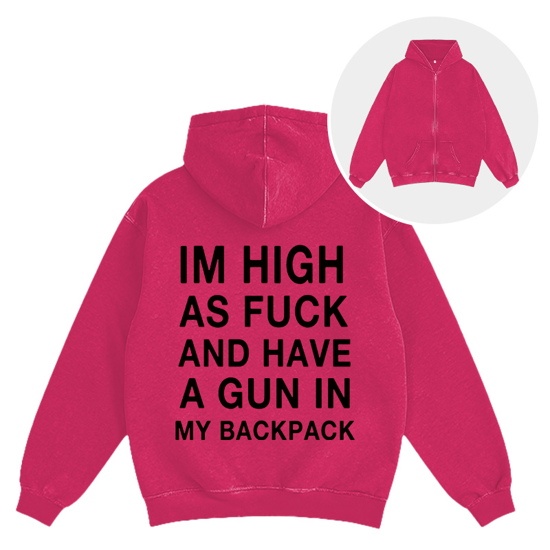 Tokyocanvas Im High Washed Zip Hoodie