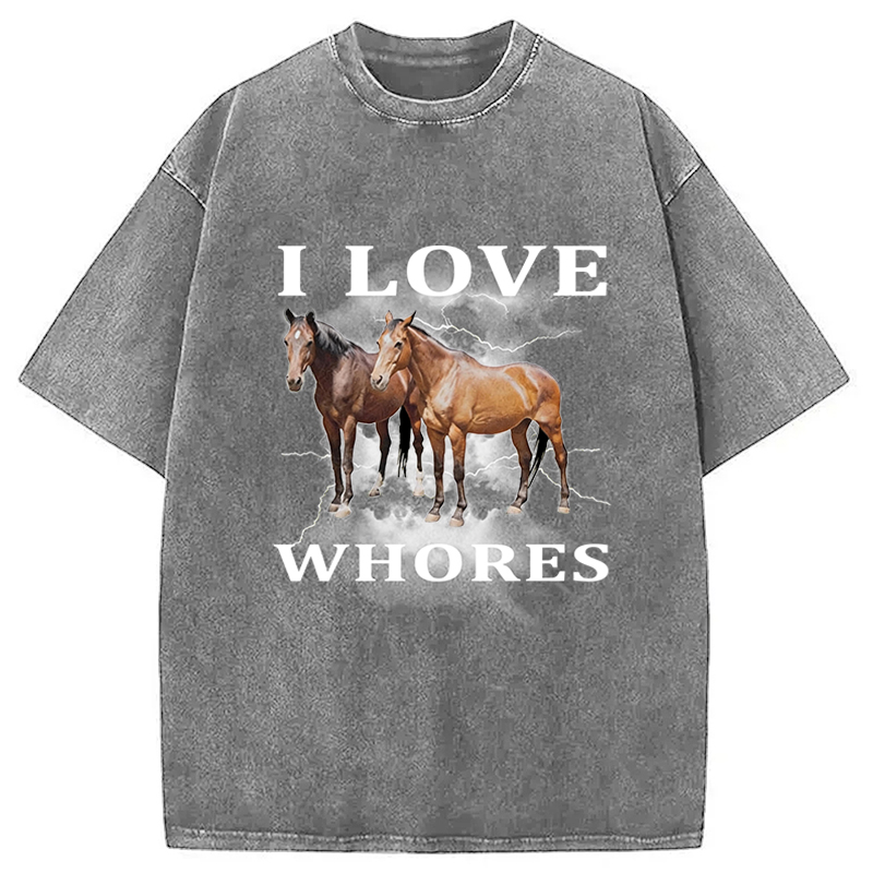 Tokyocanvas Cringe Horse Meme Washed T-Shirt