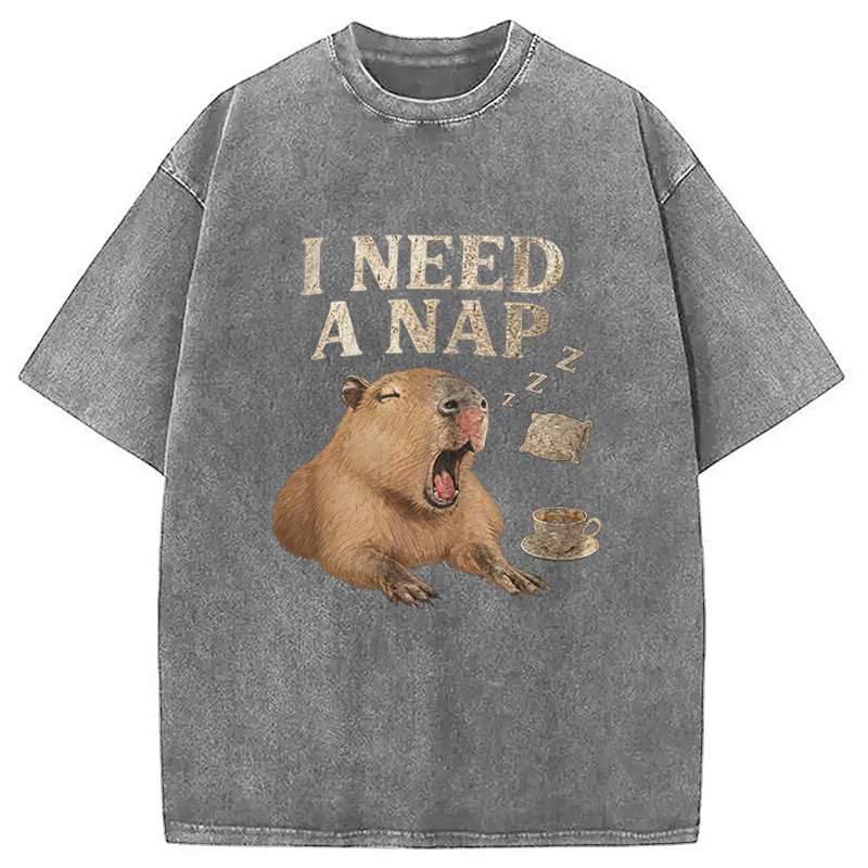 Tokyocanvas Nap Capybara Washed T-Shirt