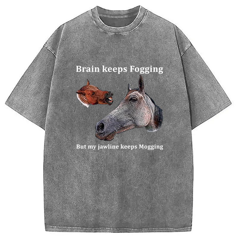 Tokyocanvas Horse Jawline Mogging Washed T-Shirt