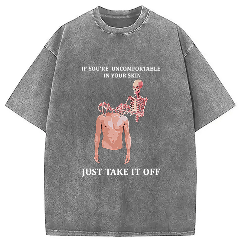 Tokyocanvas Skeleton Skin Off Washed T-Shirt