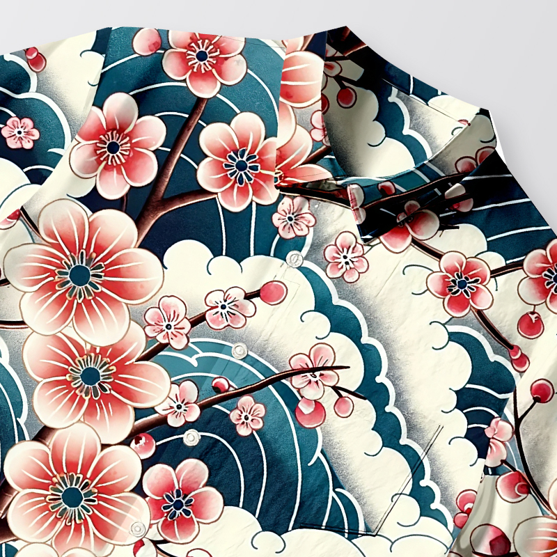 Tokyocanvas Pink And White Cherry Blossoms Button-up Shirt
