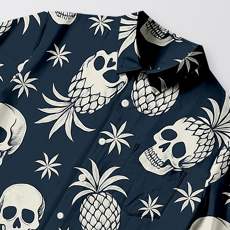 Tokyocanvas Pineapple Skull Aloha Button-up Shirt
