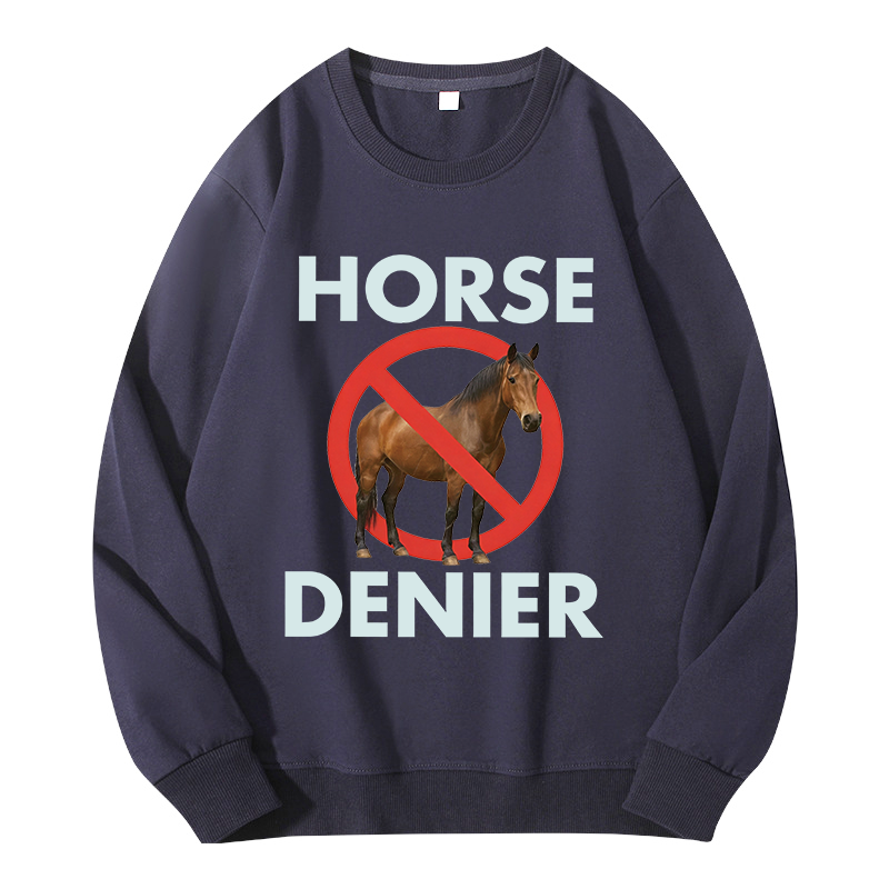 Tokyocanvas Funny Horse Denier Conspiracy Theory Classic Sweatshirt