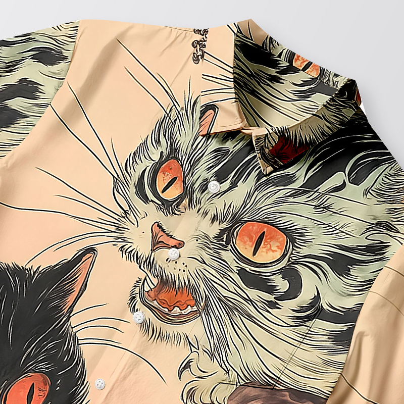 Tokyocanvas Ghost Cat Riot Button-up Shirt