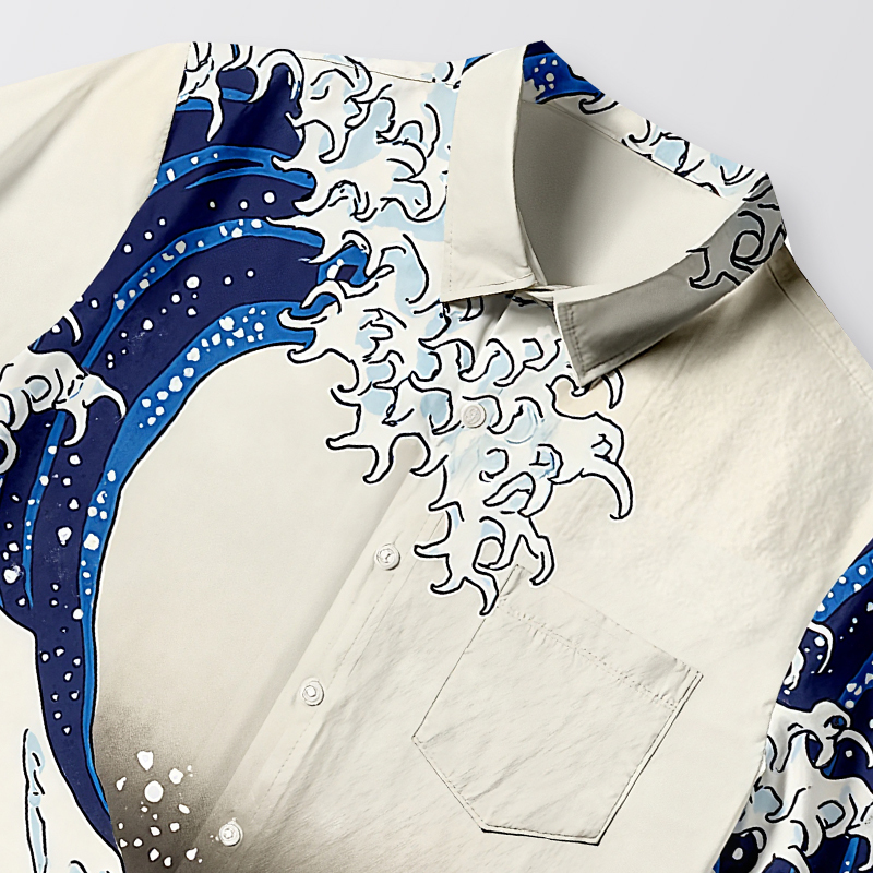 Tokyocanvas The Great Wave Off Kanagawa Button-up Shirt