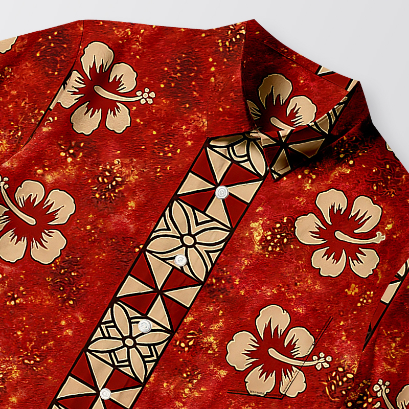 Tokyocanvas Passionate Red & Floral Charm Button-up Shirt
