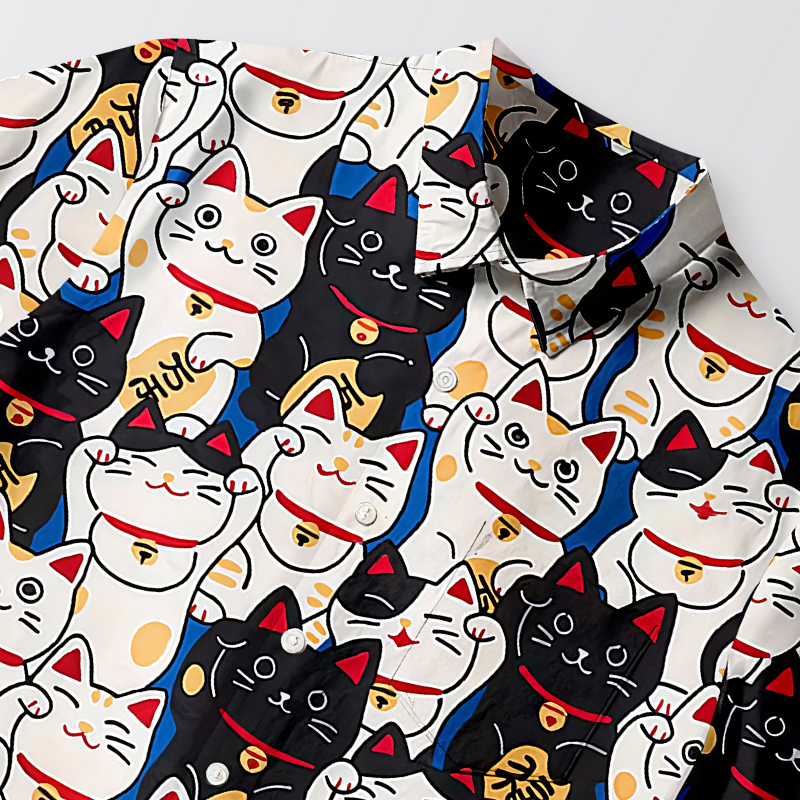 Tokyocanvas Edo Period Lucky Cat Button-up Shirt