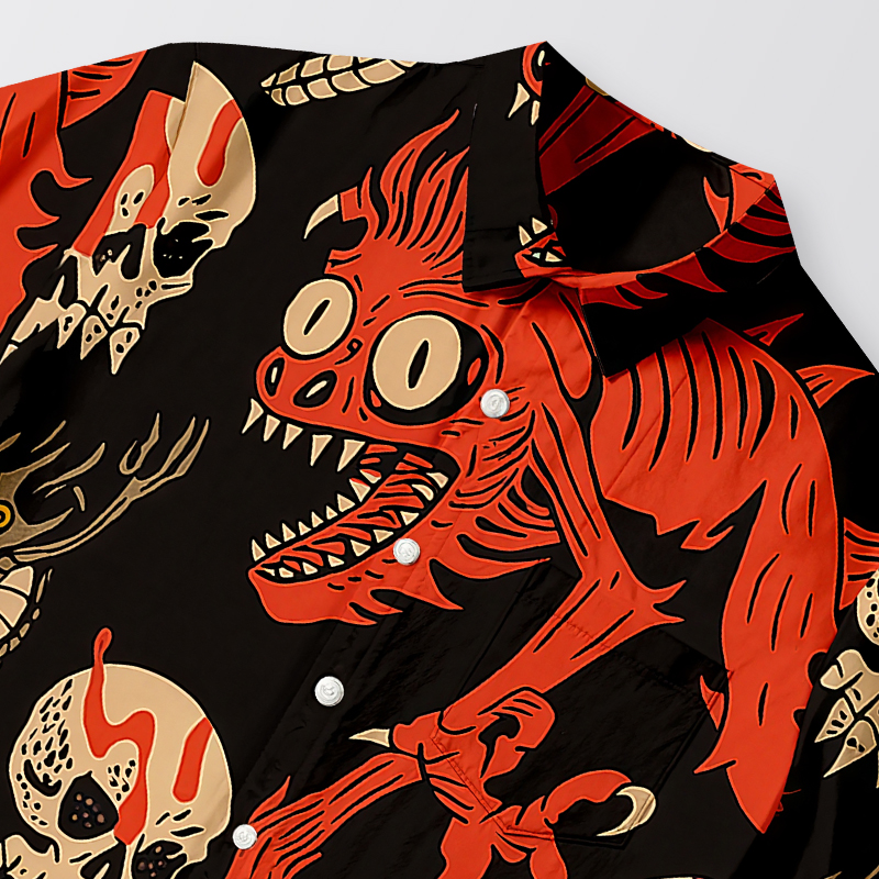 Tokyocanvas Retro Halloween Fusion Button-up Shirt