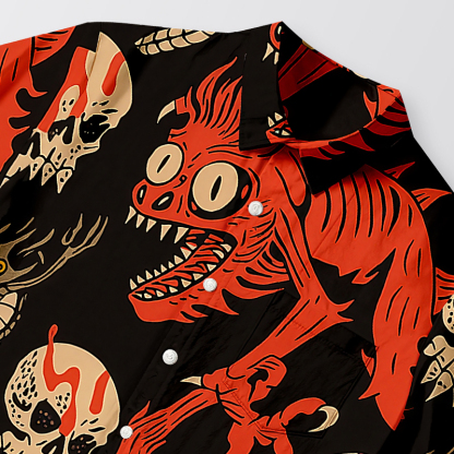 Tokyocanvas Retro Halloween Fusion Button-up Shirt
