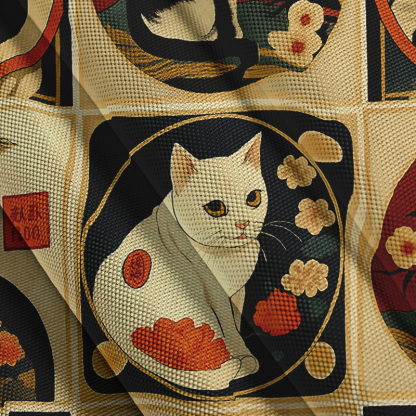 Tokyocanvas Meiji Era Cat All-over Pattern Ukiyo-e Button-up Shirt