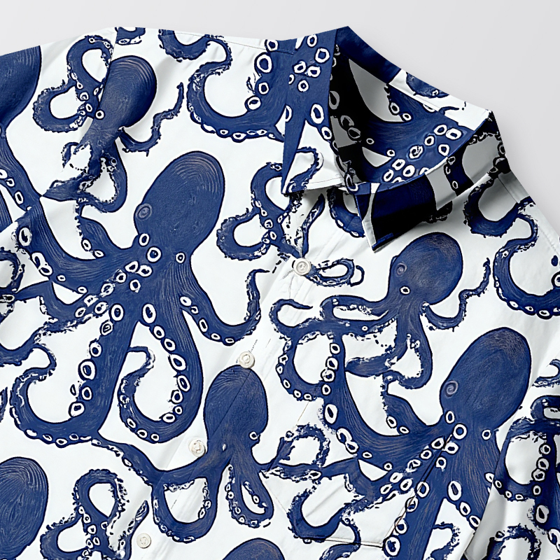 Tokyocanvas Ocean Octopus Button-up Shirt