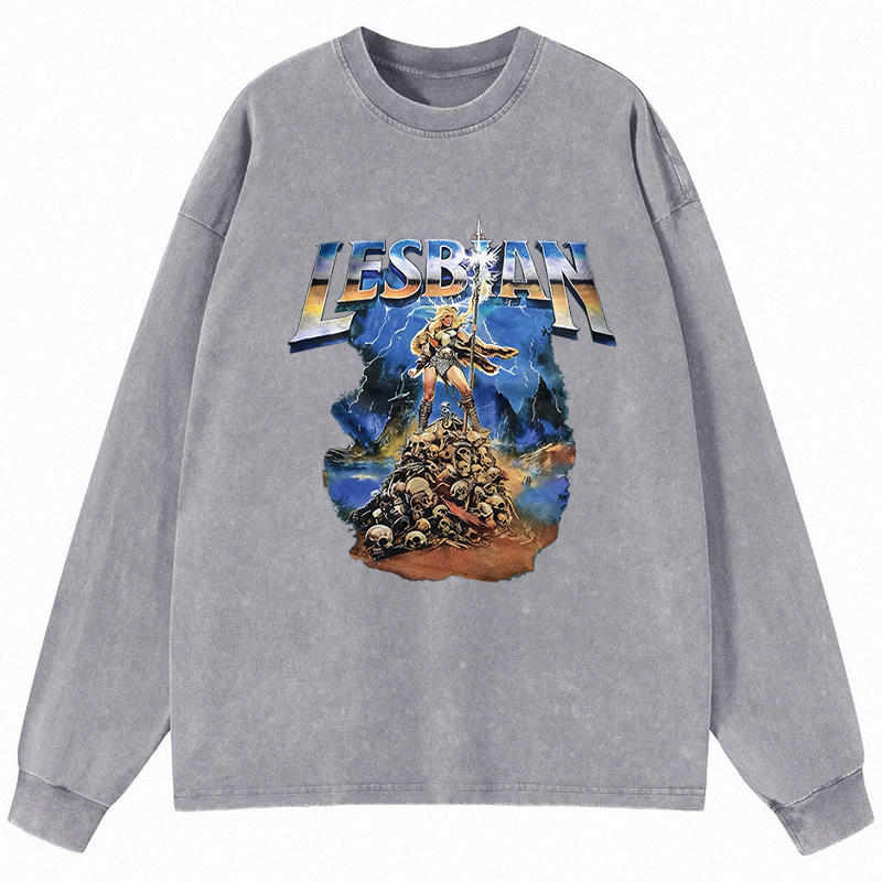 Tokyocanvas Lesbian Warrior Long Sleeve Washed T-Shirt