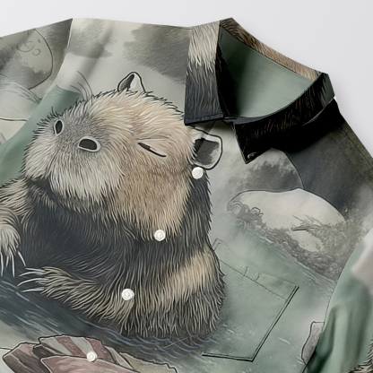 Tokyocanvas Capybara In Hot Springs Button-up Shirt