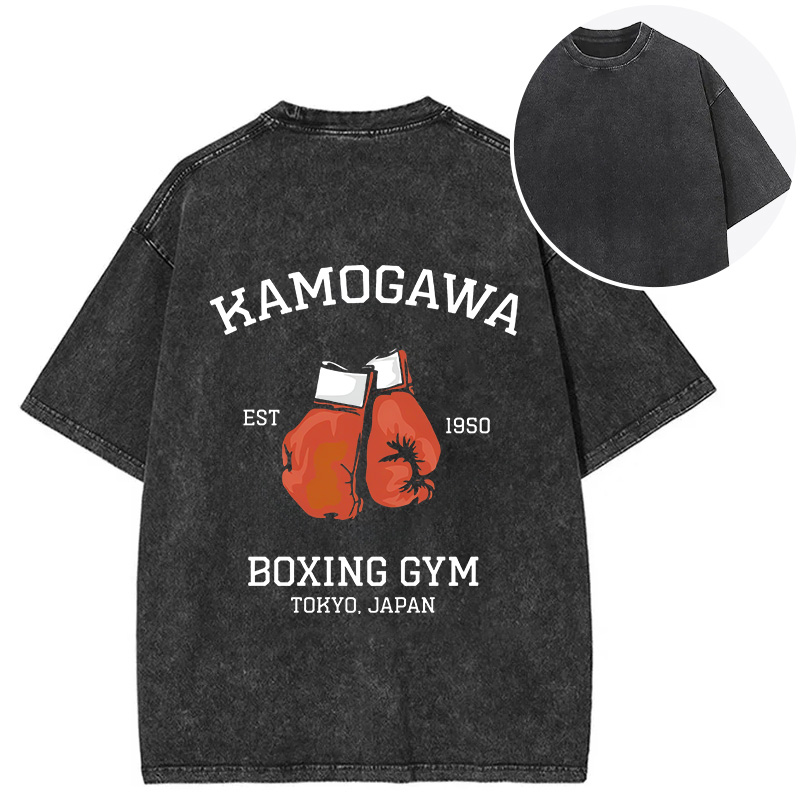 Tokyocanvas Retro Boxing Gloves Manga Anime Back Washed T-Shirt