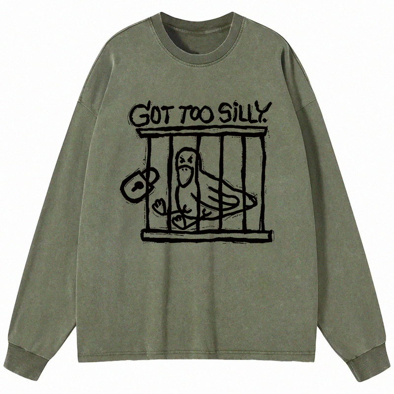Tokyocanvas Lock Up A Stupid Goose Long Sleeve Washed T-Shirt