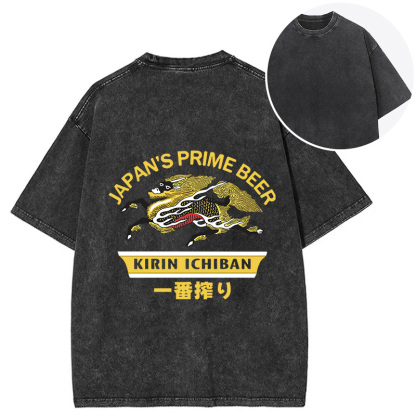 Tokyocanvas Kirin Ichiban Beer Logo Japanese Back Washed T-Shirt