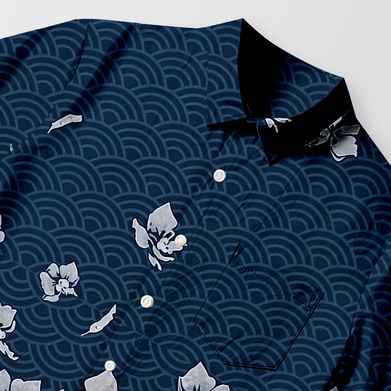 Tokyocanvas Falling Petals Aloha Button-up Shirt