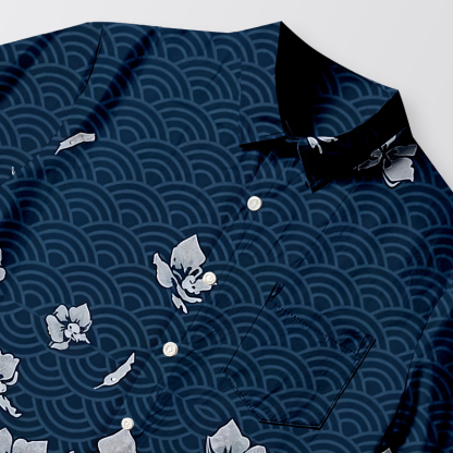 Tokyocanvas Falling Petals Aloha Button-up Shirt