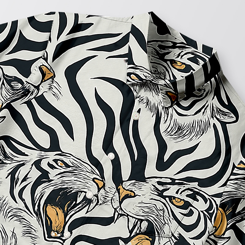 Tokyocanvas Roaring Tiger Aloha Button-up Shirt