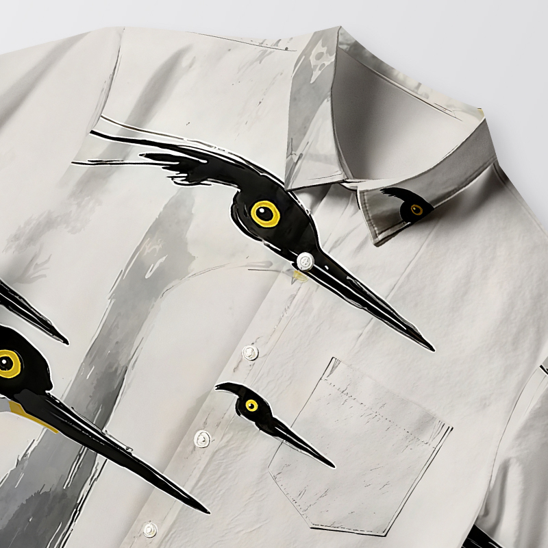 Tokyocanvas Elegant Egret Aloha Button-up Shirt